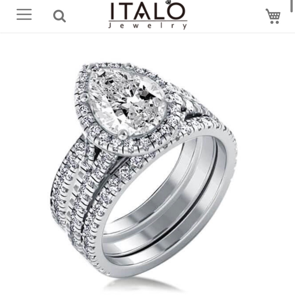 Italo Halo Pear Cut Engagement Rings Sets In Sterling Silver 32$